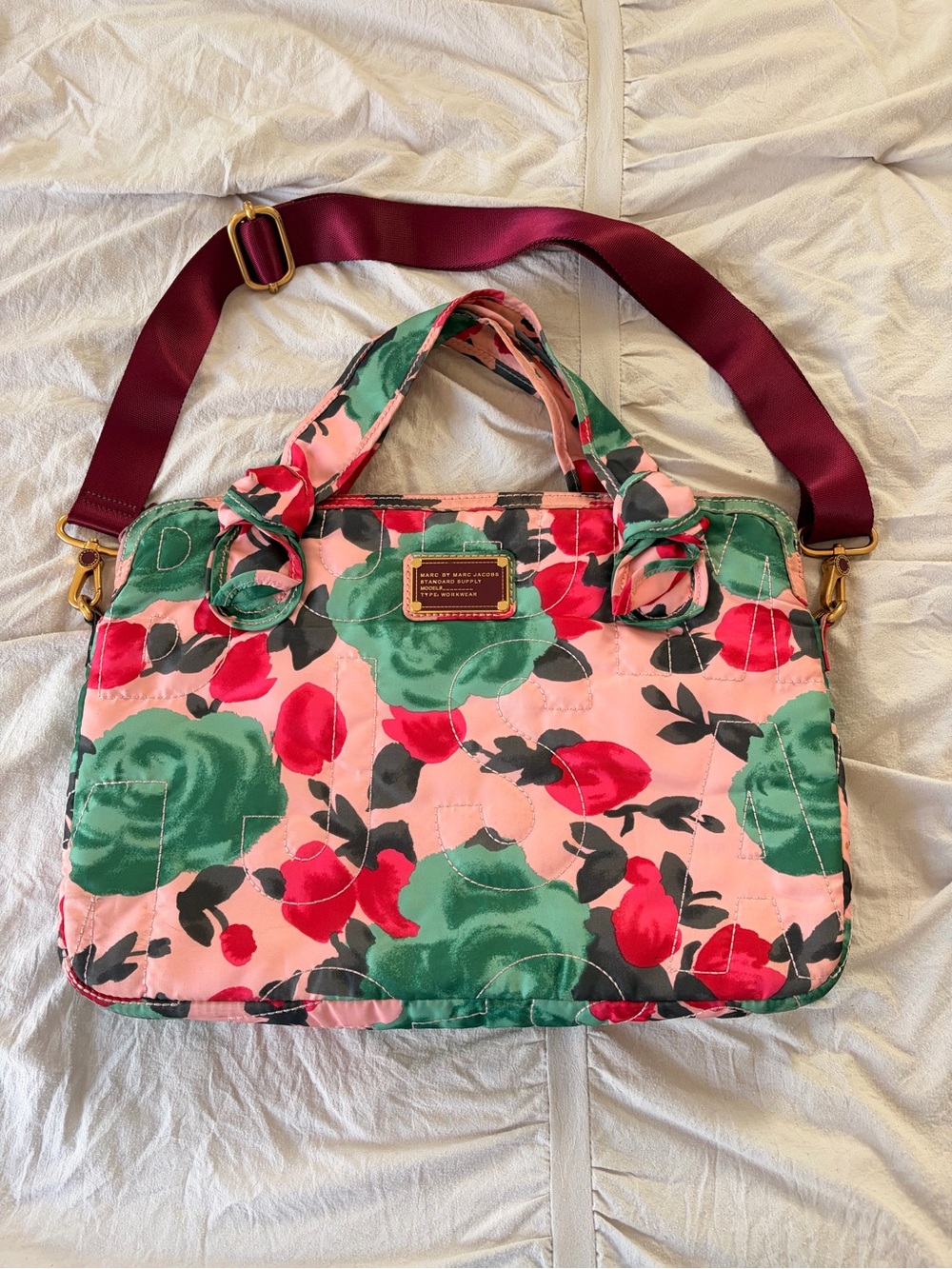 15” Marc Jacobs Pink Floral Quilted Laptop Case
